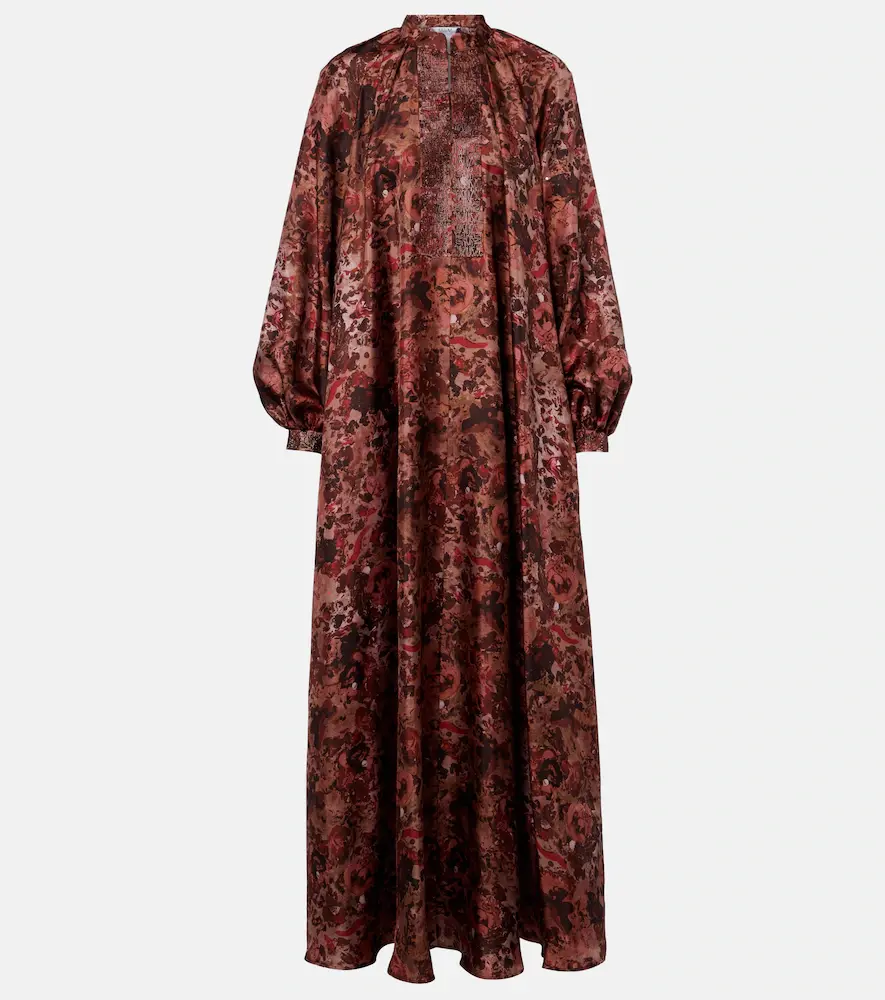 Max Mara Alpe Embellished Silk Maxi Dress