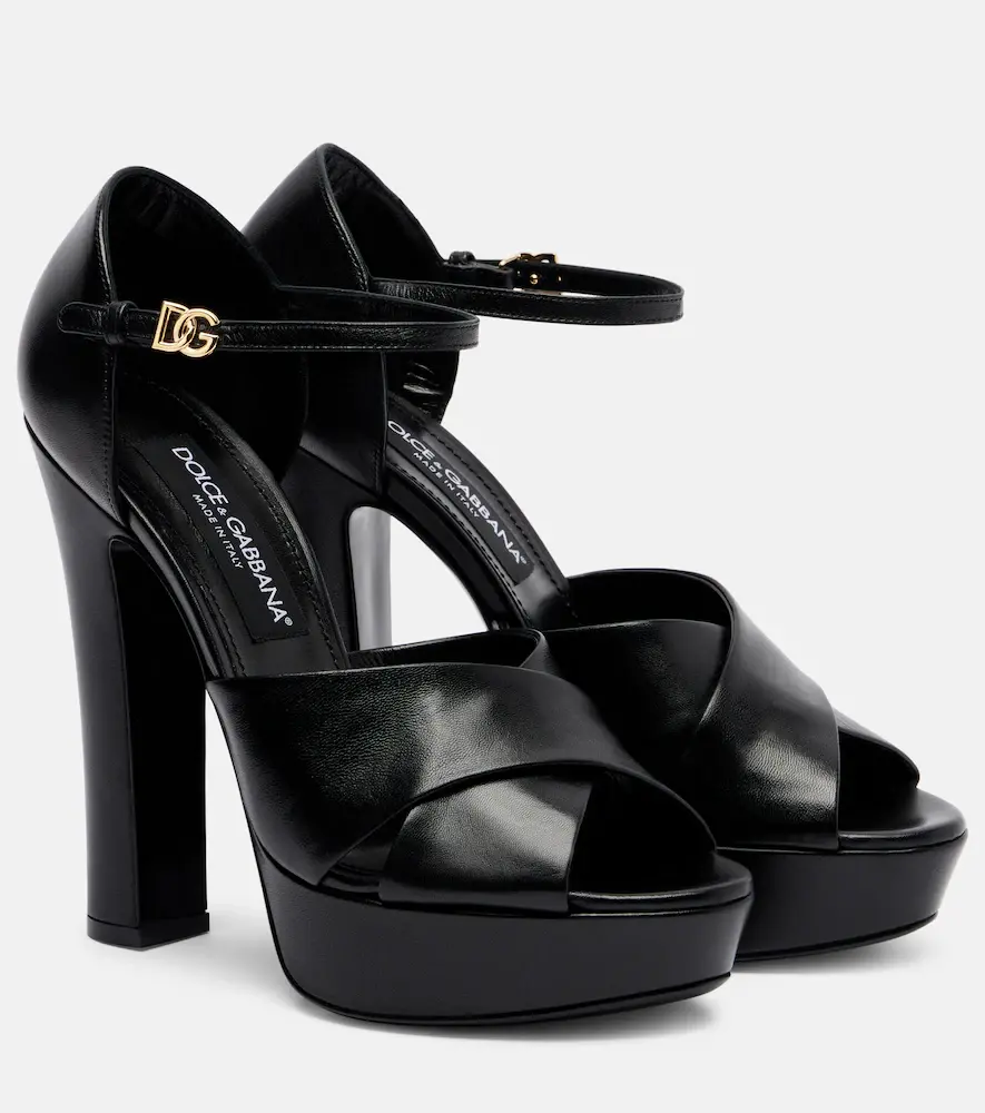 & Gabbana Leather Platform Sandals