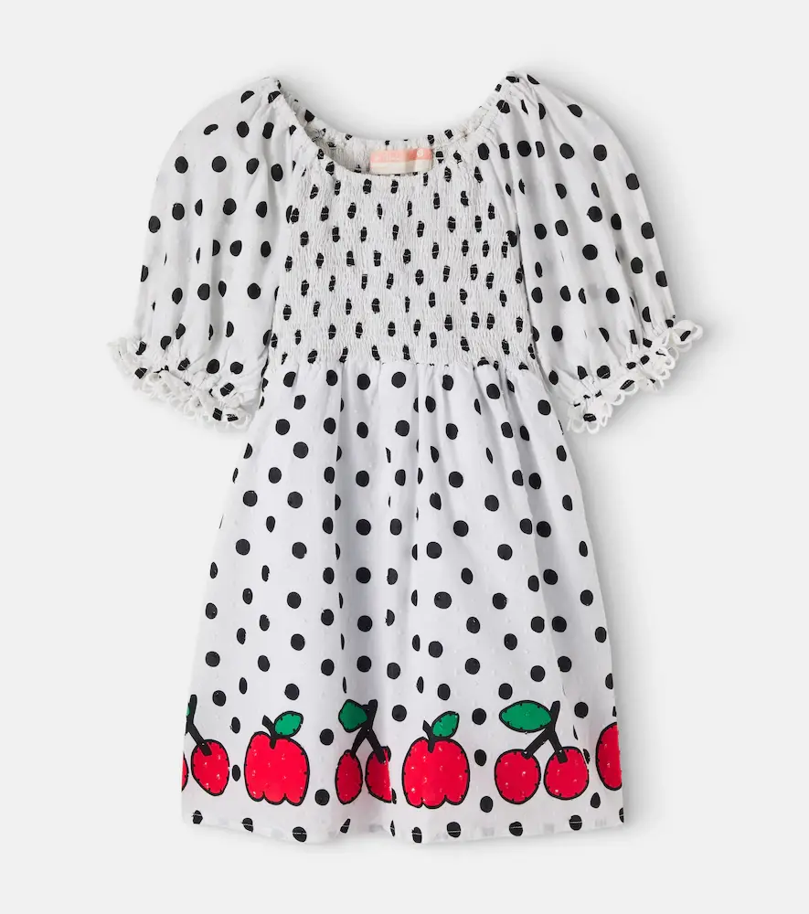 Fabula Shirred Polka-dot Cotton Dress