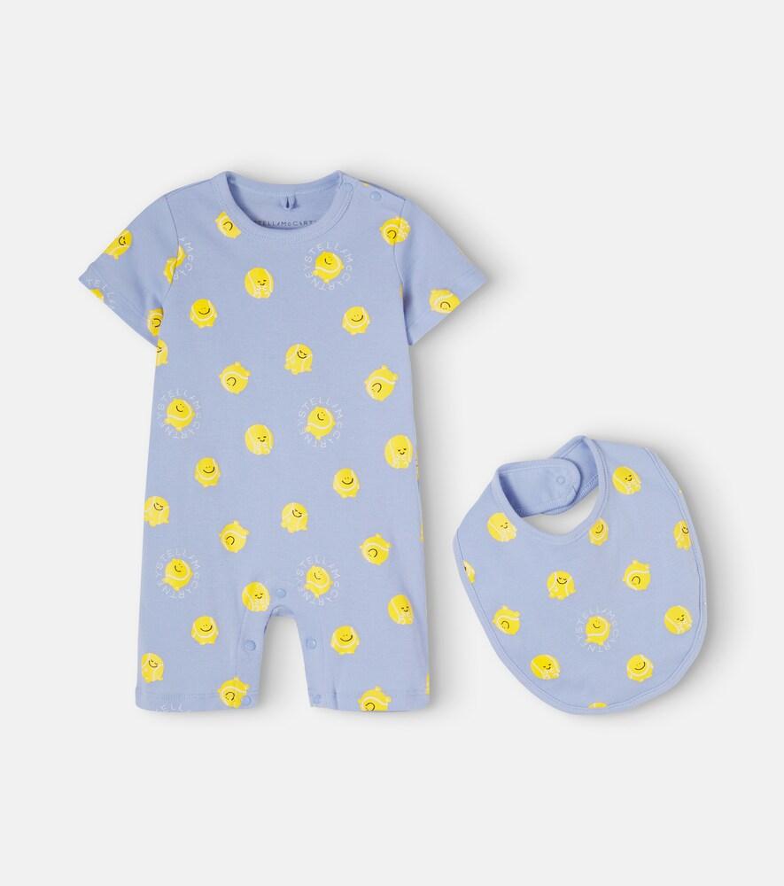 Stella McCartney Kids Baby Printed Cotton Onesie and Bib Set