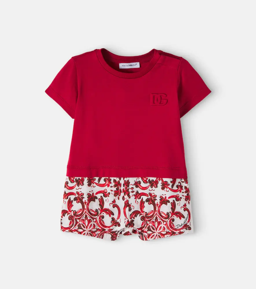 & Gabbana Kids Baby Majolica Cotton Playsuit