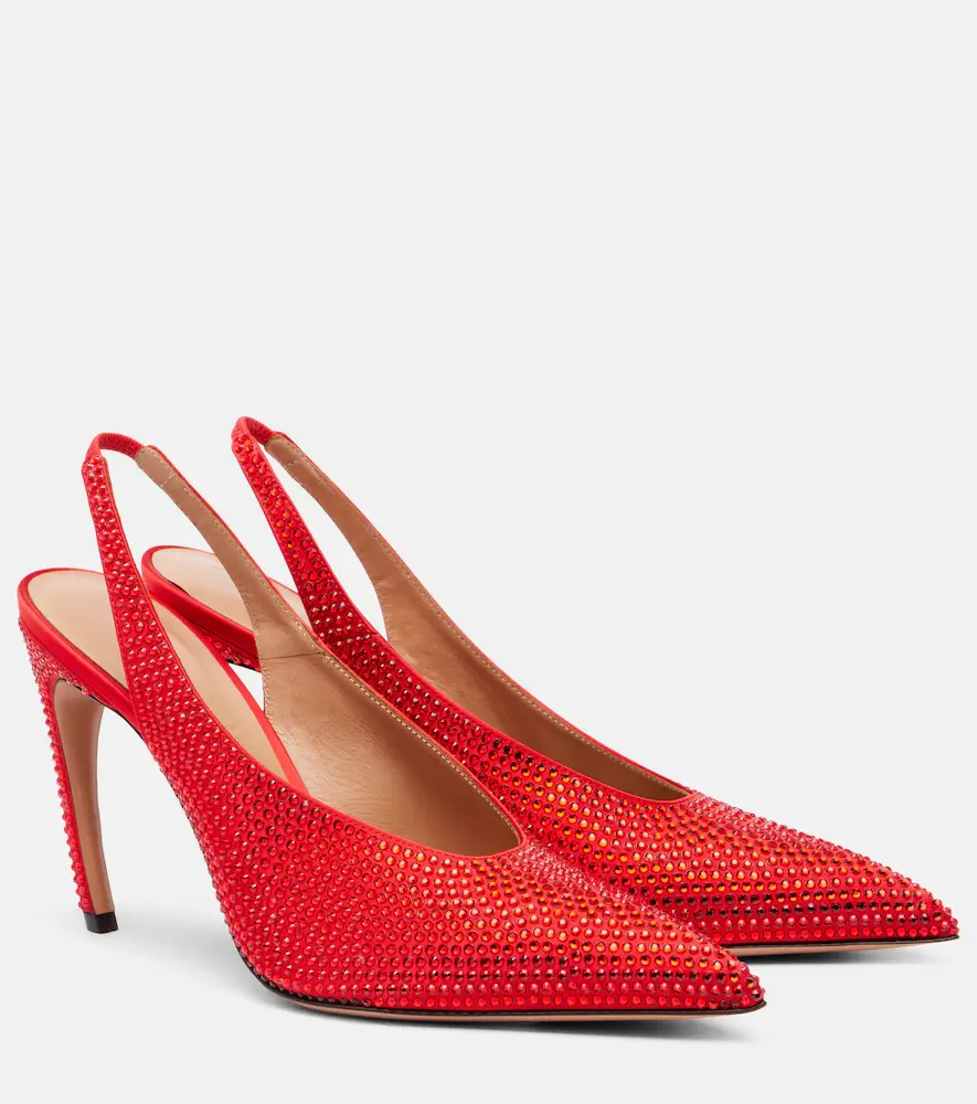 The Attico Viper 95 Embellished Slingback Pumps