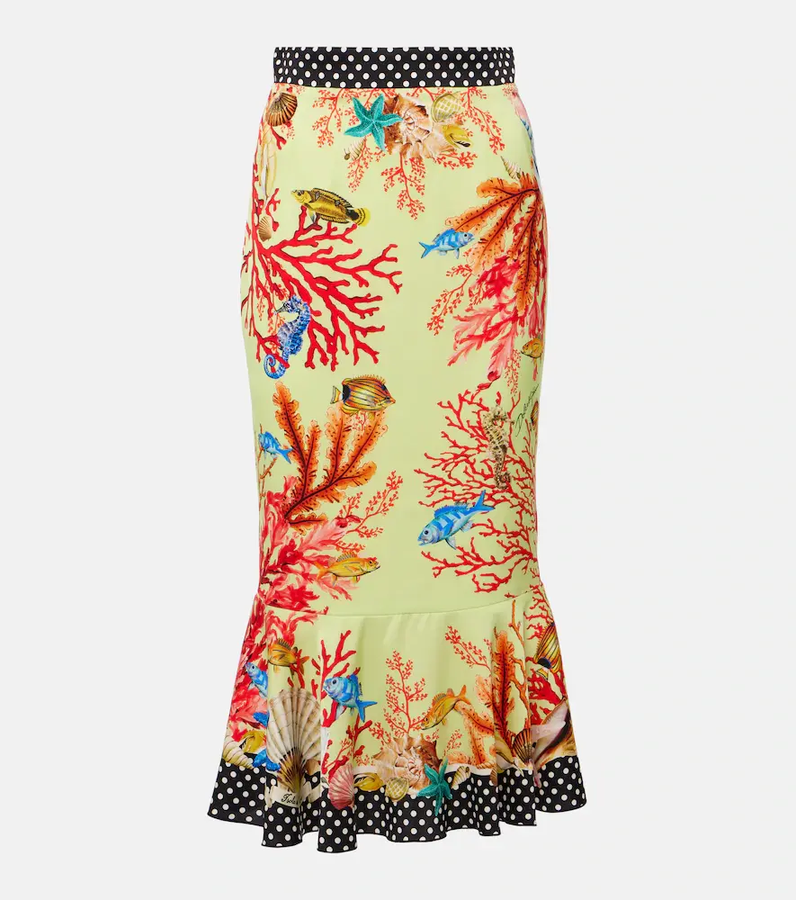 & Gabbana Capri Printed Silk-blend Midi Skirt