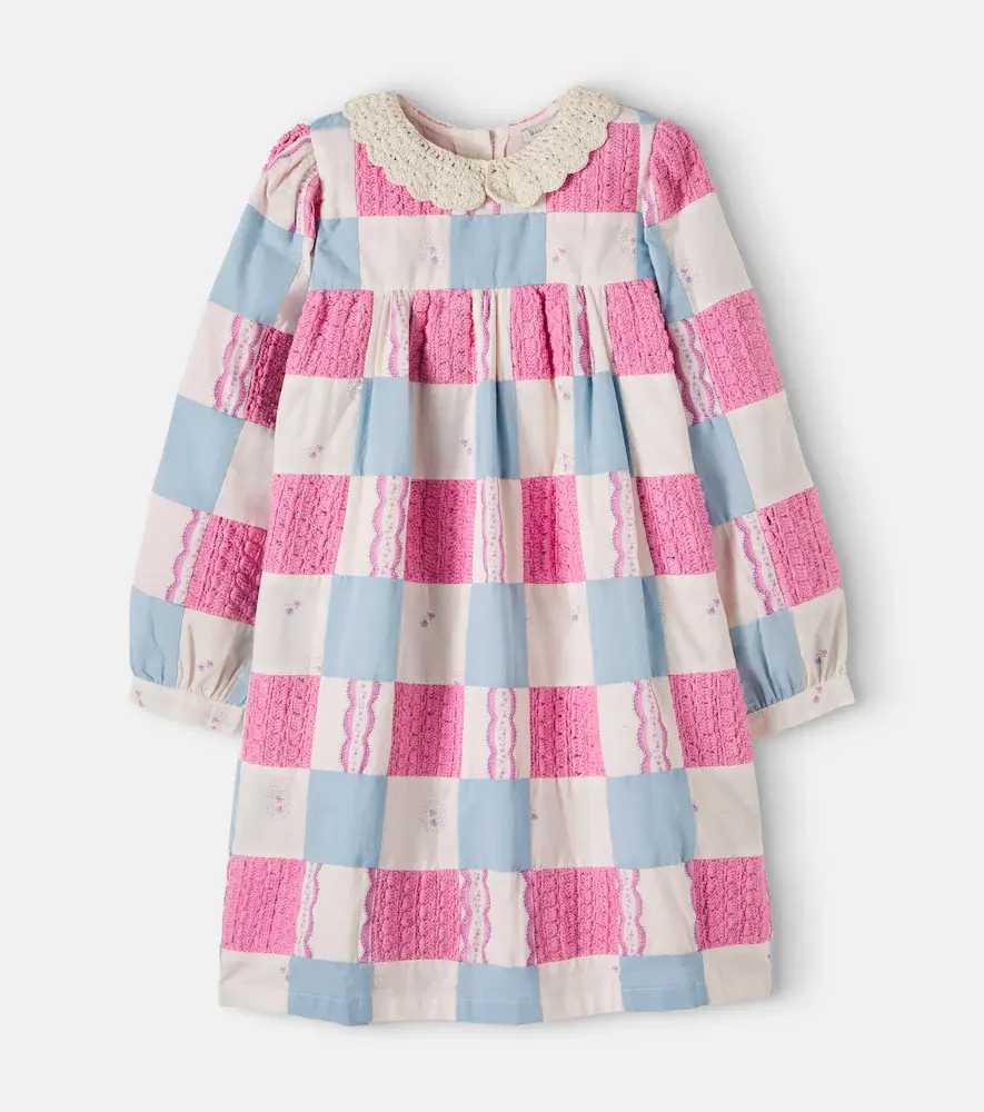 Bebe Organic Ada Patchwork Crochet-trimmed Cotton Dress