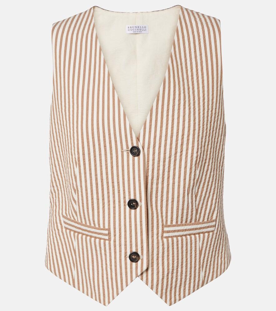 Brunello Cucinelli Striped Cotton-blend Vest