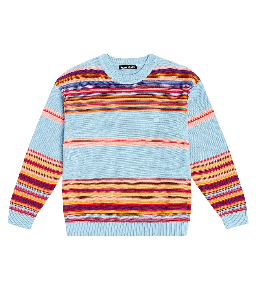 Acne Studios Kids Face Logo Striped Cotton Sweater