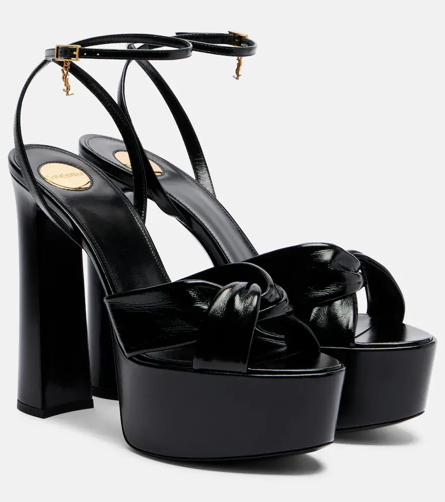 Saint Laurent Franciane Leather Platform Sandals