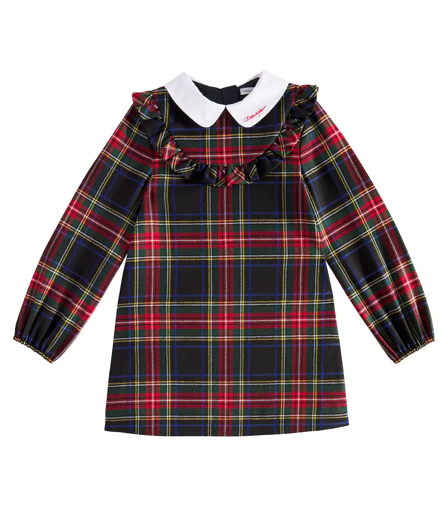 & Gabbana Kids Plaid Wool-blend Dress