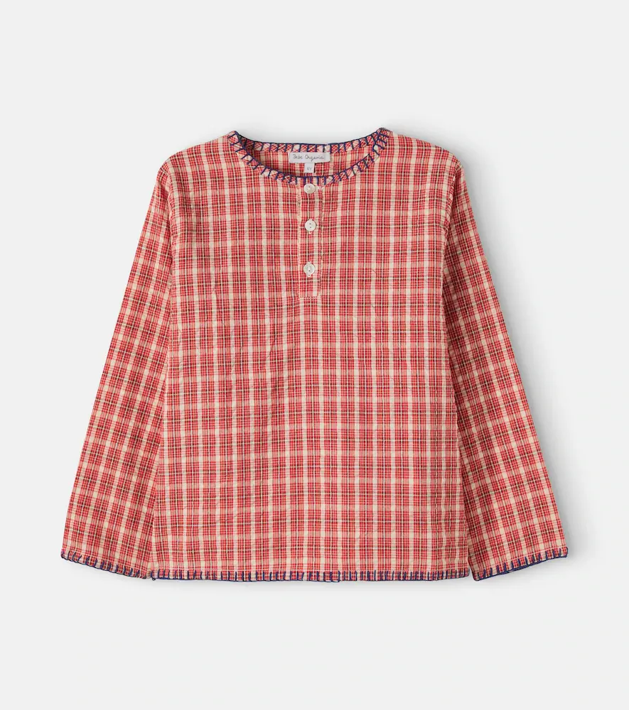 Bebe Organic Beau Checked Cotton Blouse
