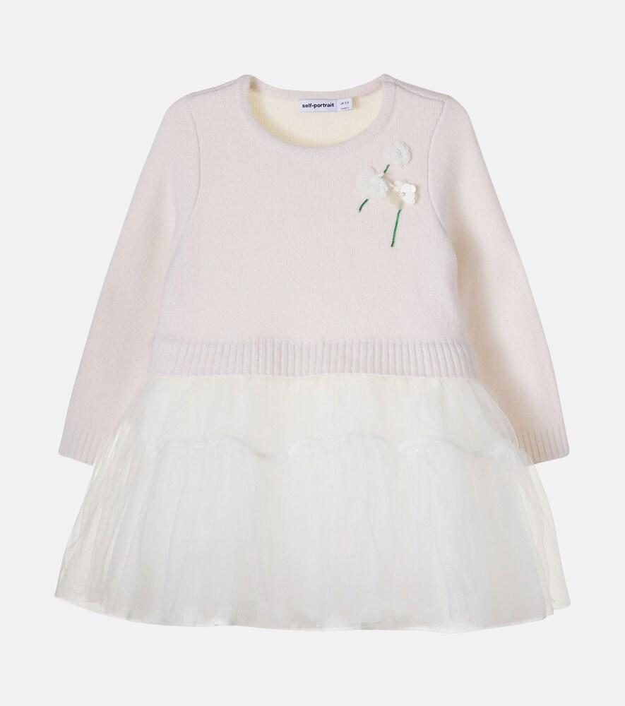 Self-Portrait Kids Knitted Tulle Dress